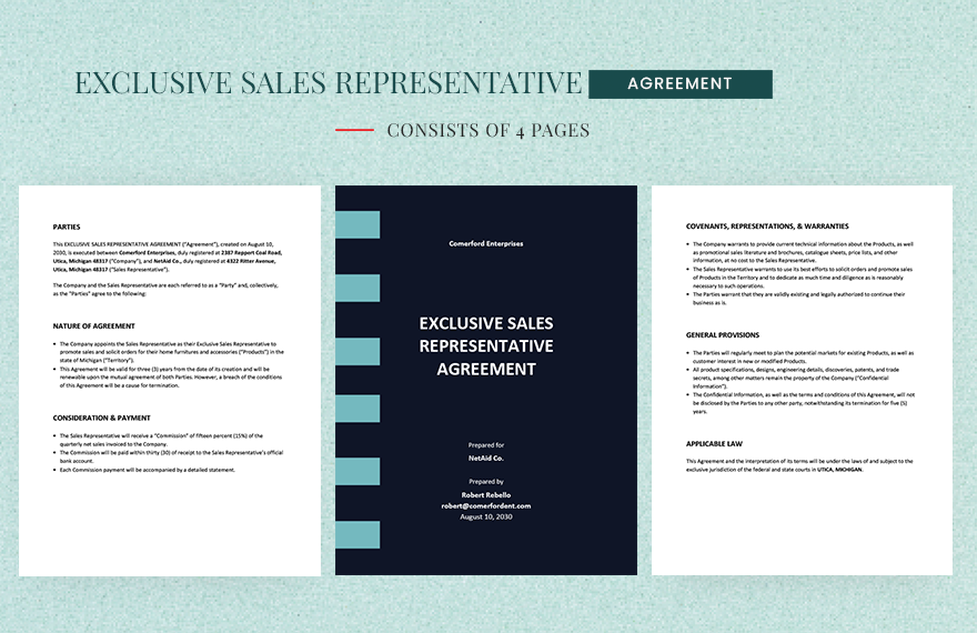Exclusive Sales Representative Agreement Template