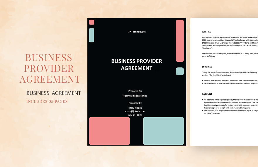 Business Provider Agreement Template
