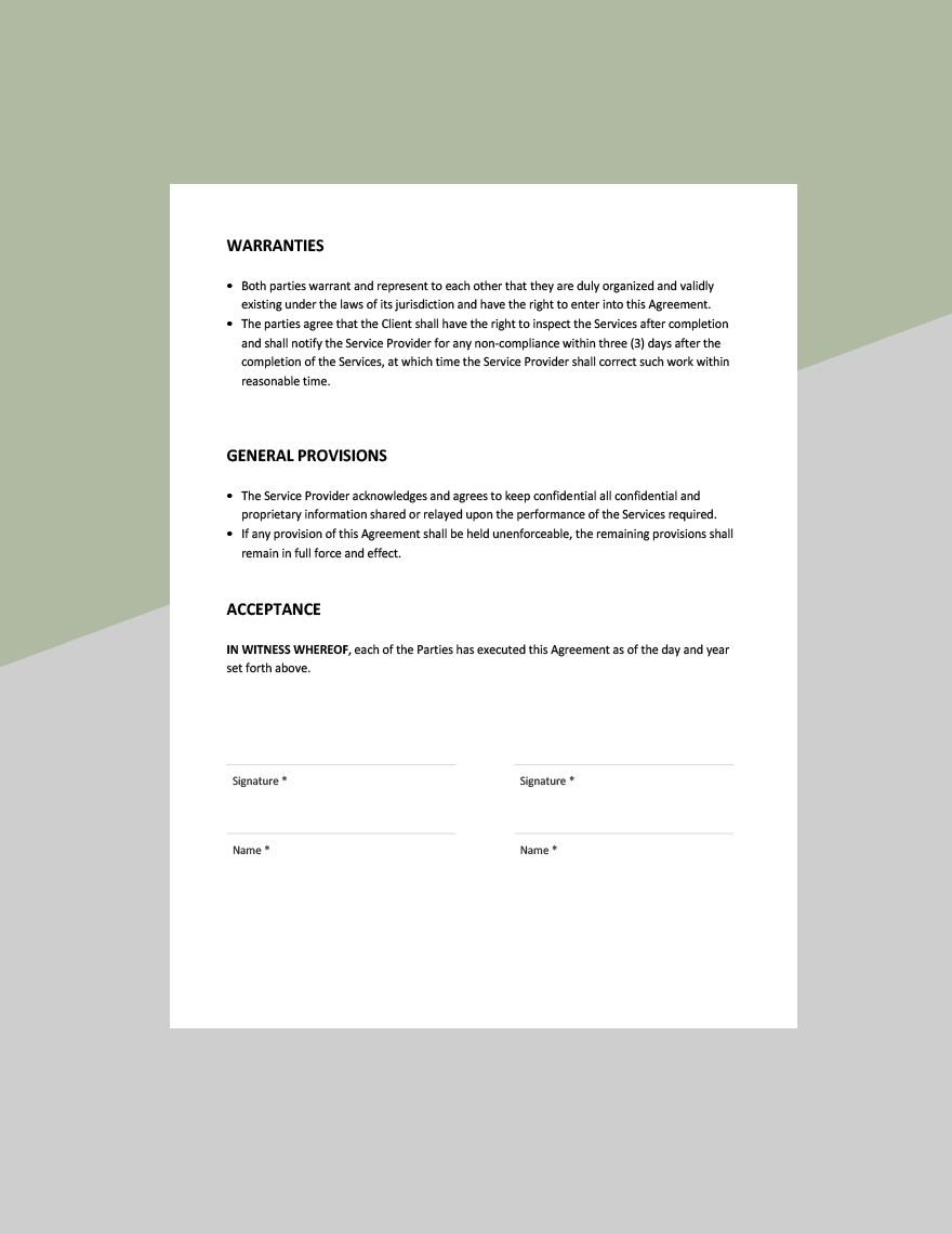 Service Provider Agreement Template