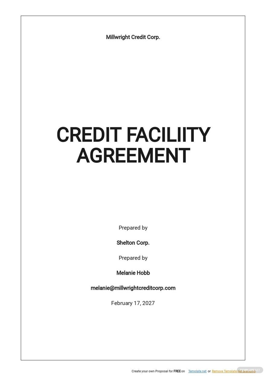 Revolving Credit Facility Agreement Template