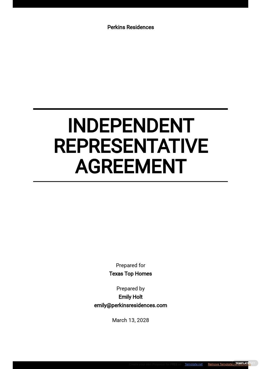 Independent Representative Agreement Template