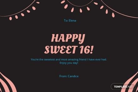 Sweet 16 Birthday Card Template For Friend