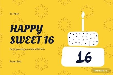 Sweet 16 Birthday Card Template For Son