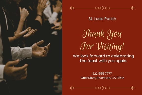 Thank You For Visiting Church Postcard Template