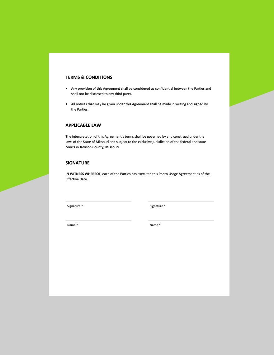 Photo Usage Agreement Template