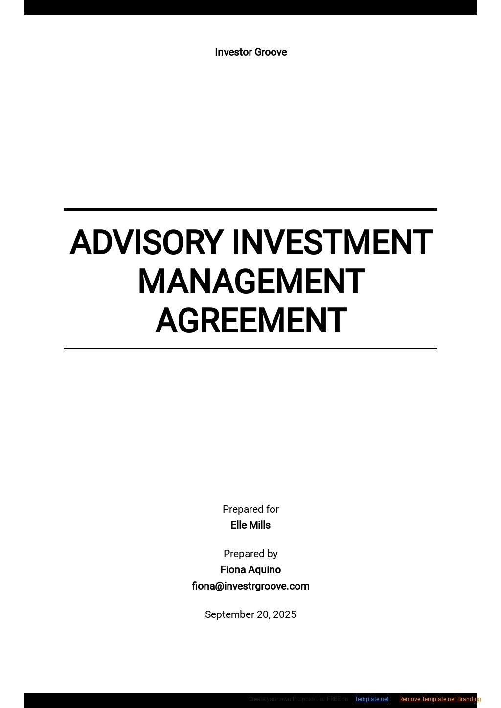 Advisory Investment Management Agreement Template