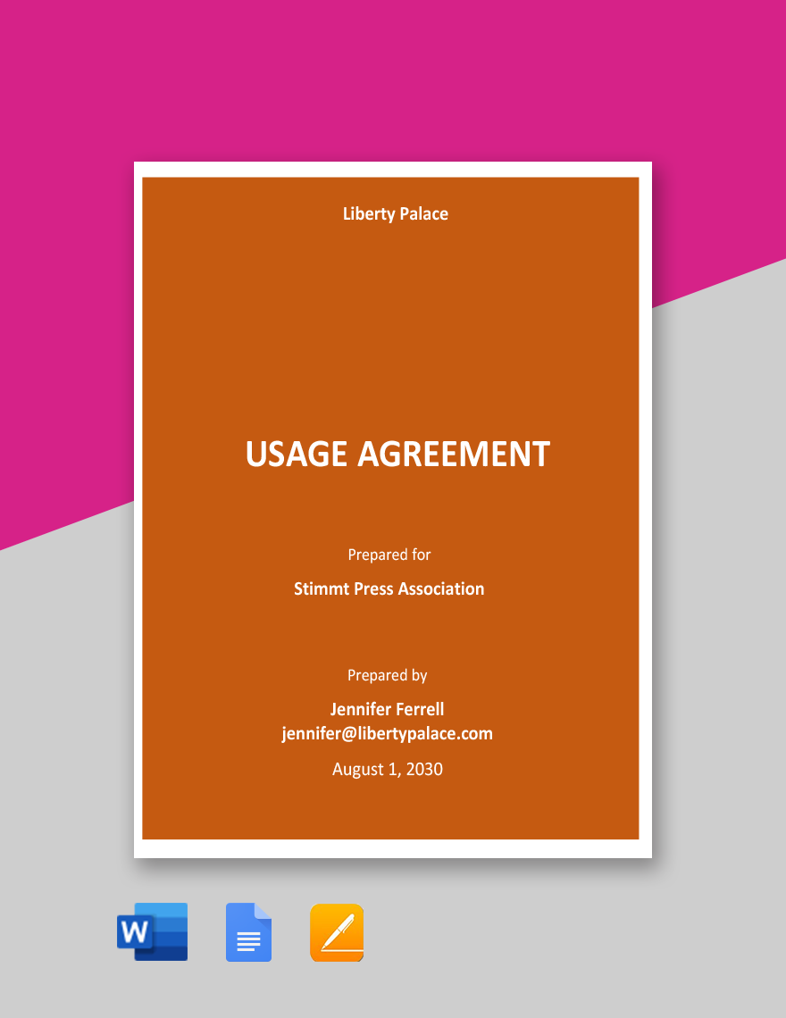 Usage Agreement Template in Word, Google Docs, PDF, Apple Pages