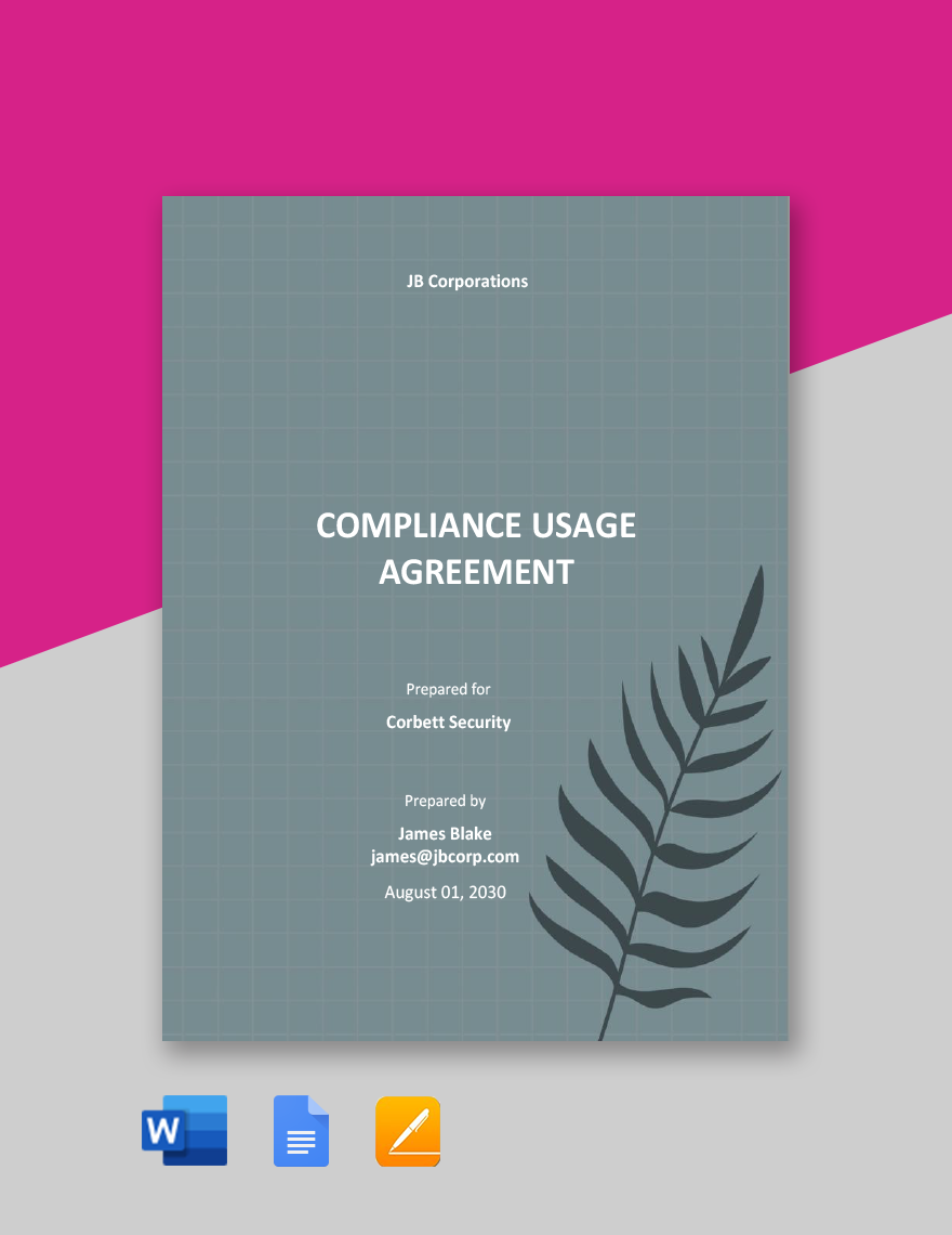 Compliance Usage Agreement Template in Word, Google Docs, PDF, Apple Pages