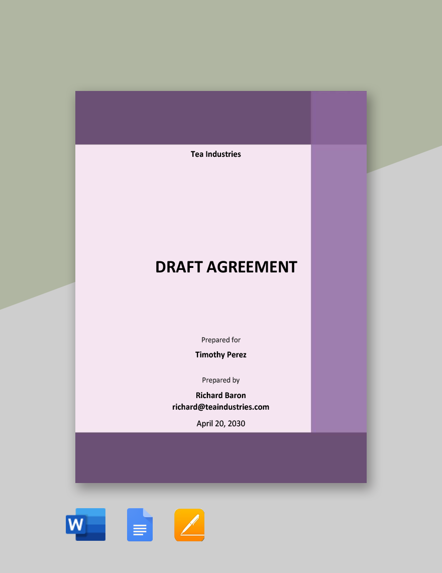 Draft Agreement Template in Word, Google Docs, PDF, Apple Pages