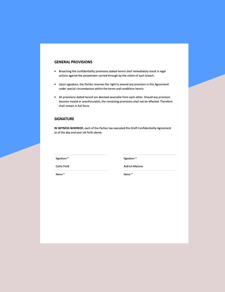 Draft Confidentiality Agreement Template