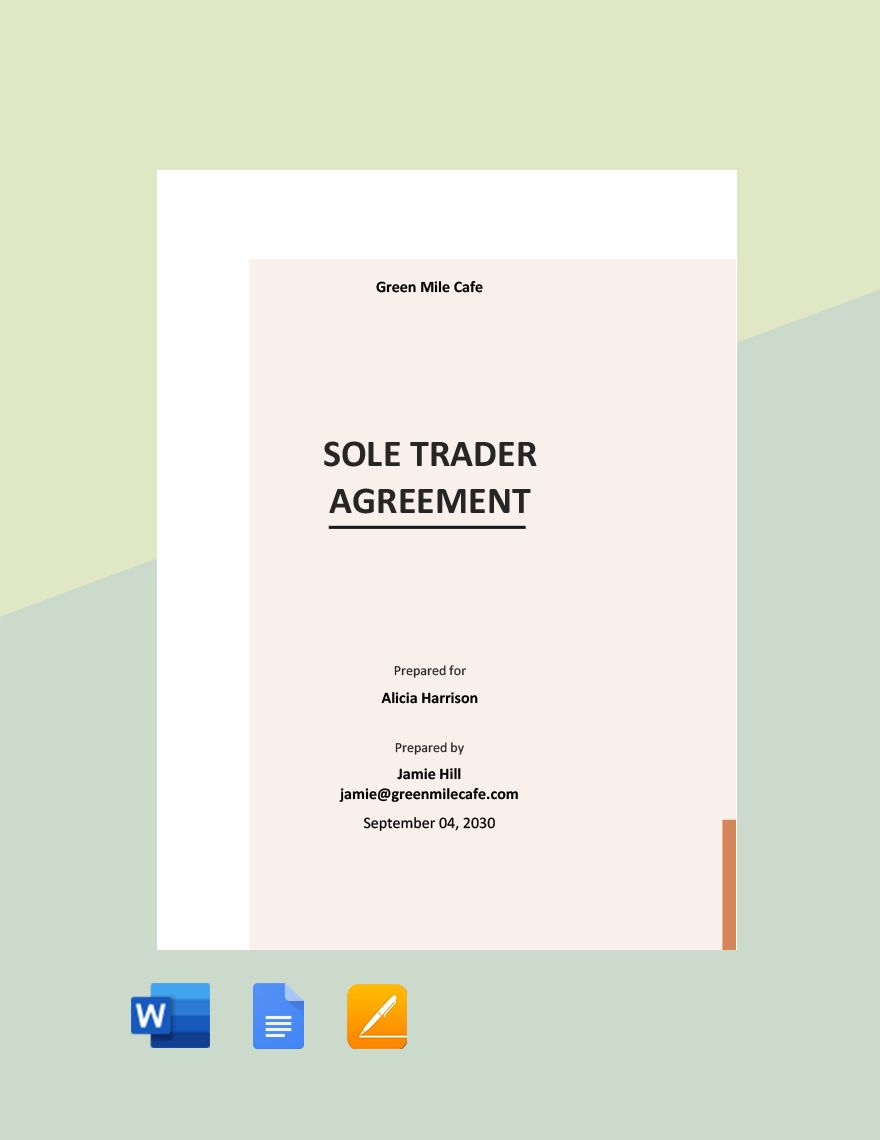 Sole Trader Agreement Template in Word, Google Docs, Apple Pages