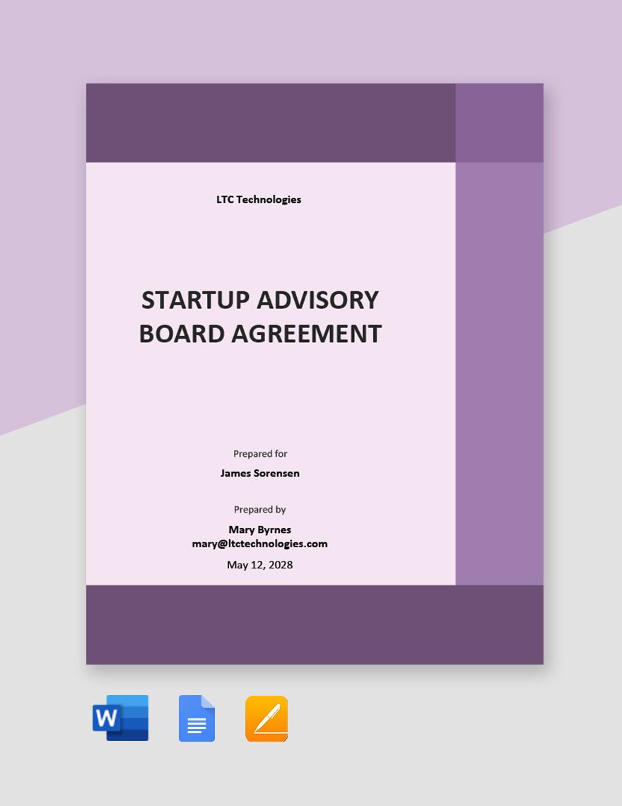 Startup Advisory Board Agreement Template