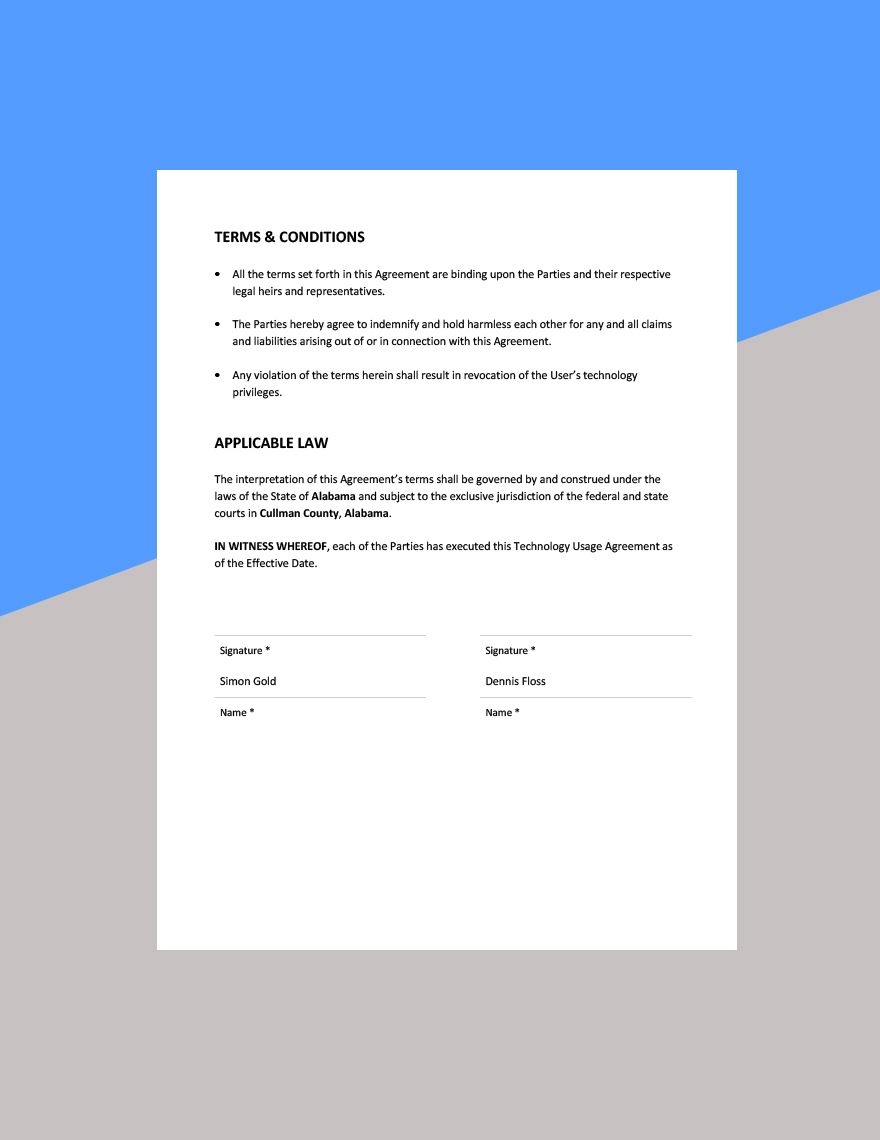 Technology Usage Agreement Template