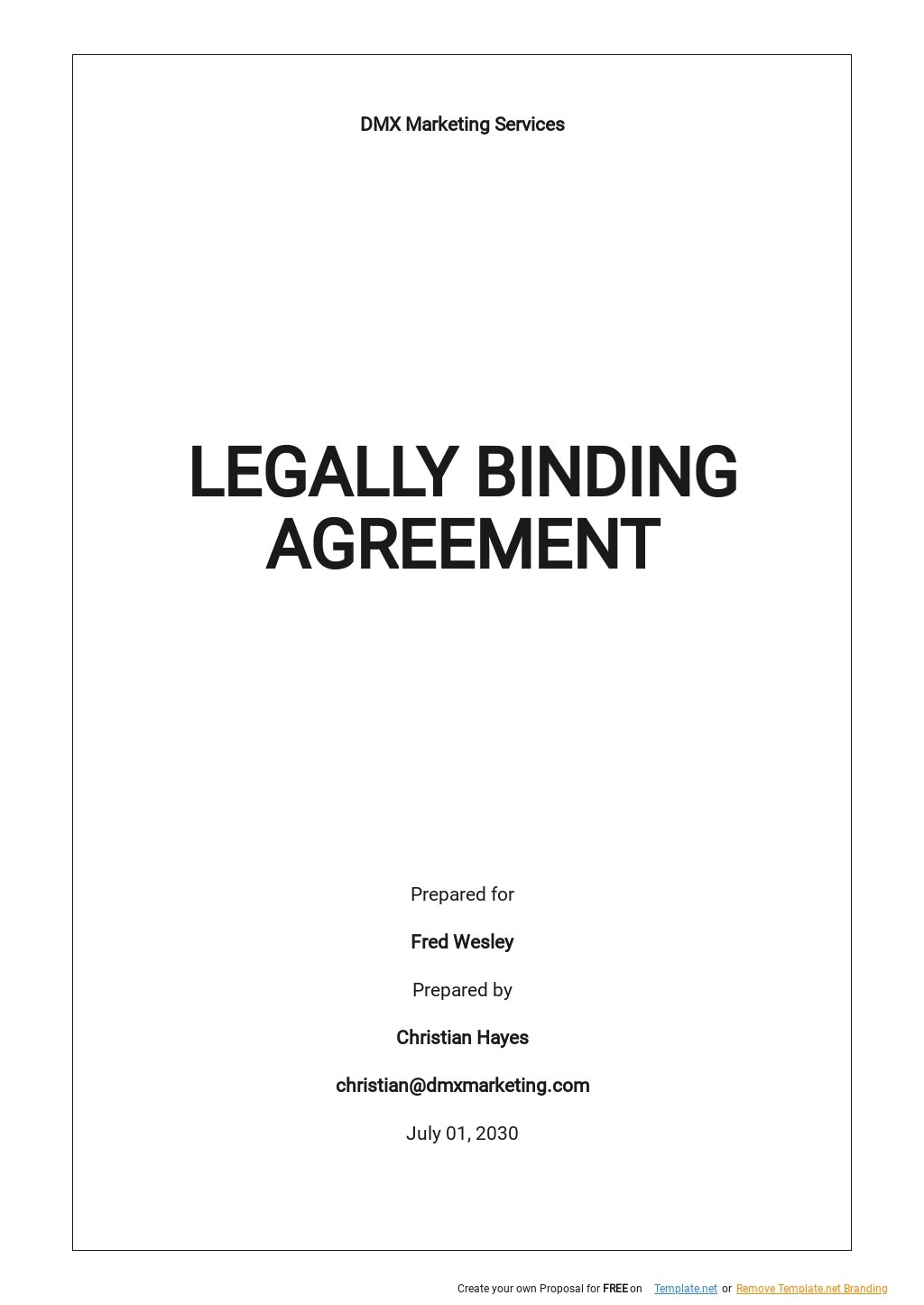 Binding Financial Agreement Template Google Docs Word Apple Pages