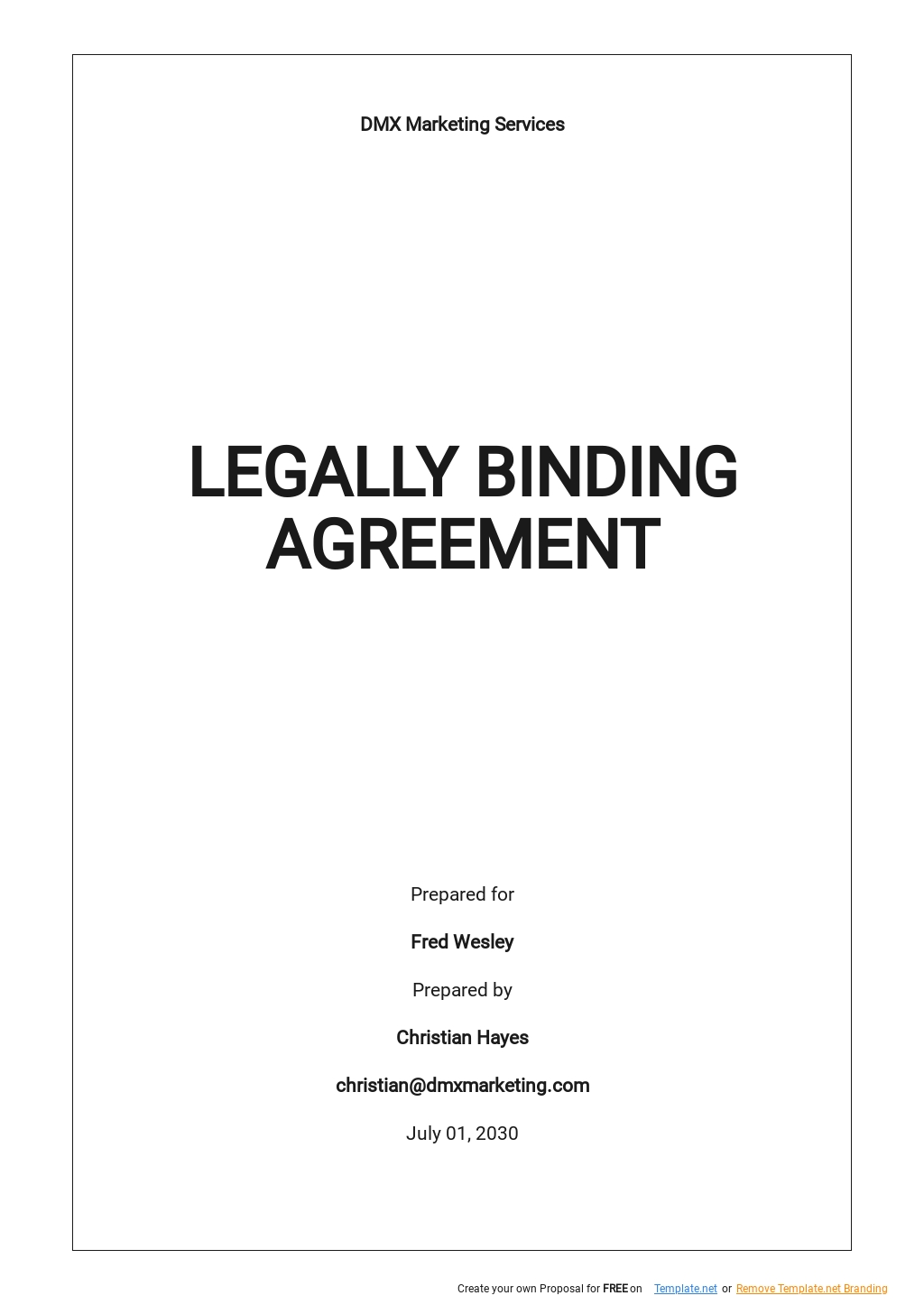 Binding Financial Agreement Template Google Docs Word Apple Pages 