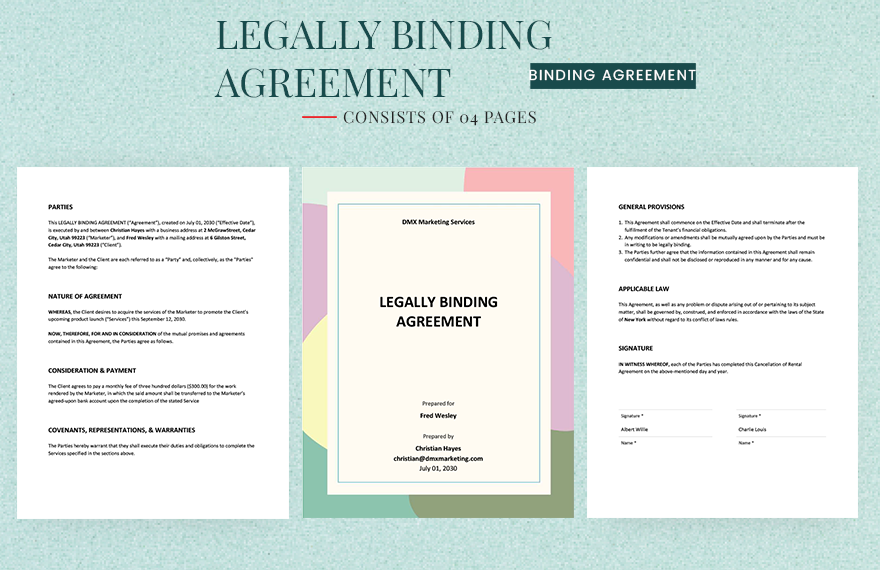 Legally Binding Agreement Template in Word, Google Docs, PDF, Apple Pages