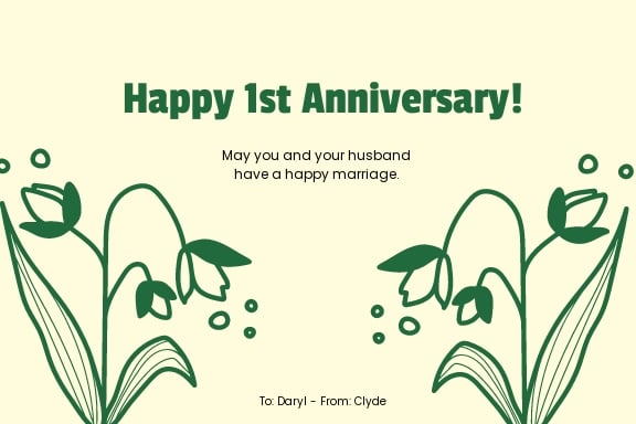 First Anniversary Greeting Card Template