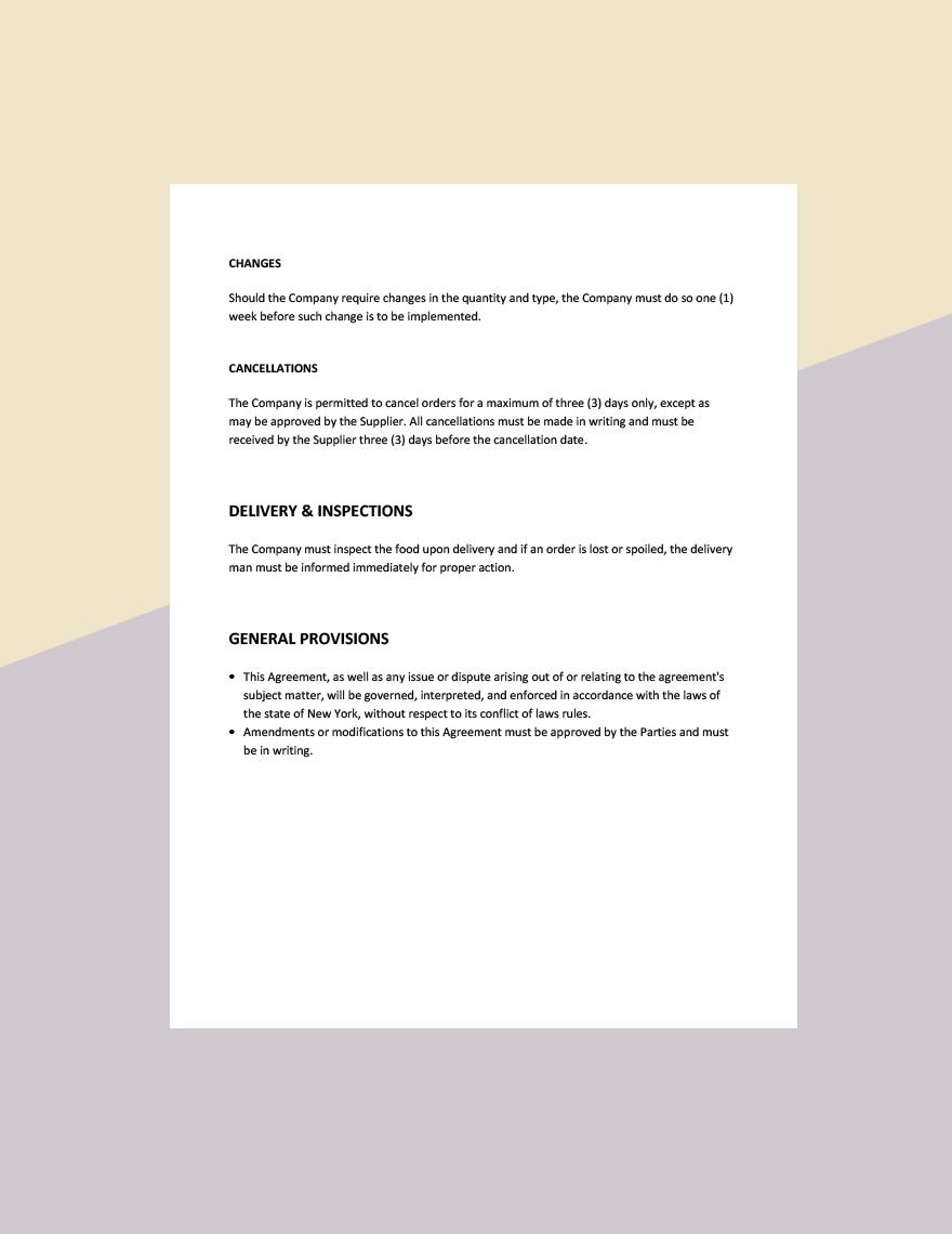 Food Supply Agreement Template 