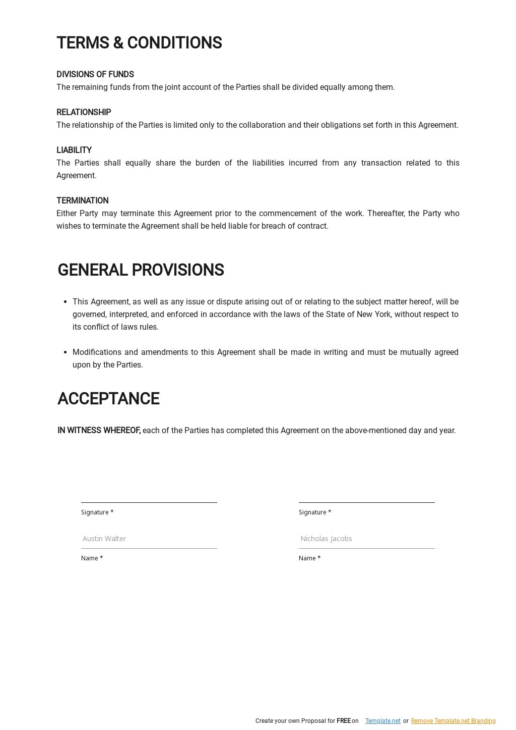 Author Collaboration Agreement Template in Template net