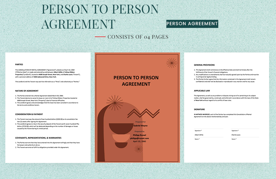 Person to Person Binding Agreement Template  in Word, Google Docs, PDF, Apple Pages