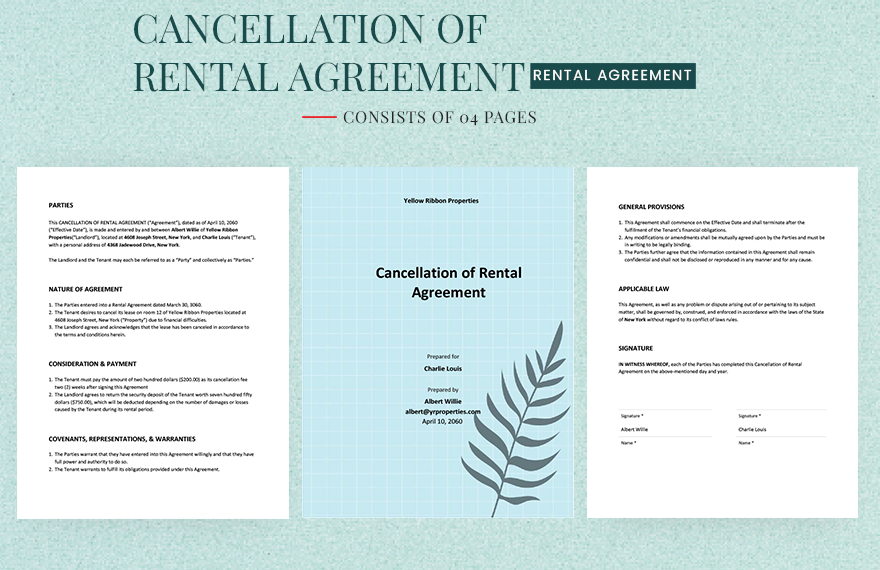 Cancellation of Rental Agreement Template 