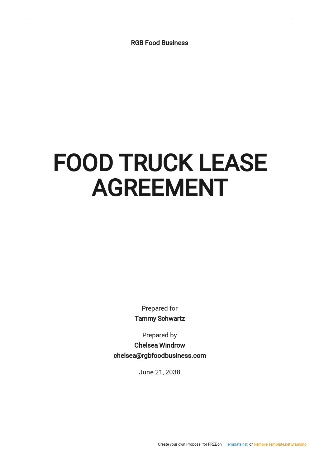 Food Truck Lease Agreement Template Free Free Printable Templates