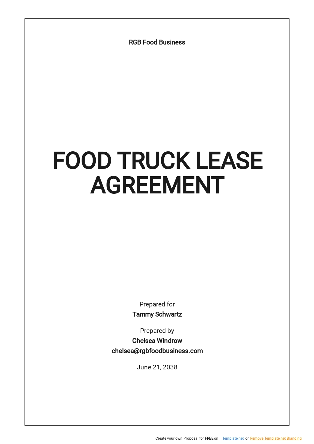 Food Truck Lease Agreement Template Free