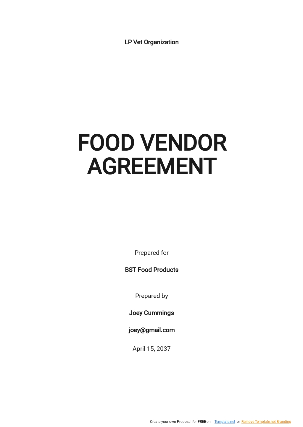 Food Vendor Agreement Template