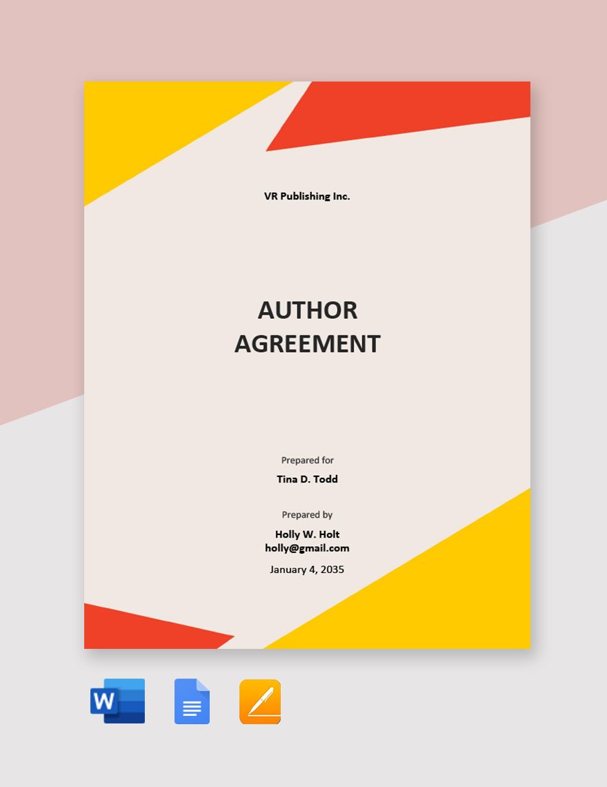 Author Agreement Templates Documents, Design, Free, Download