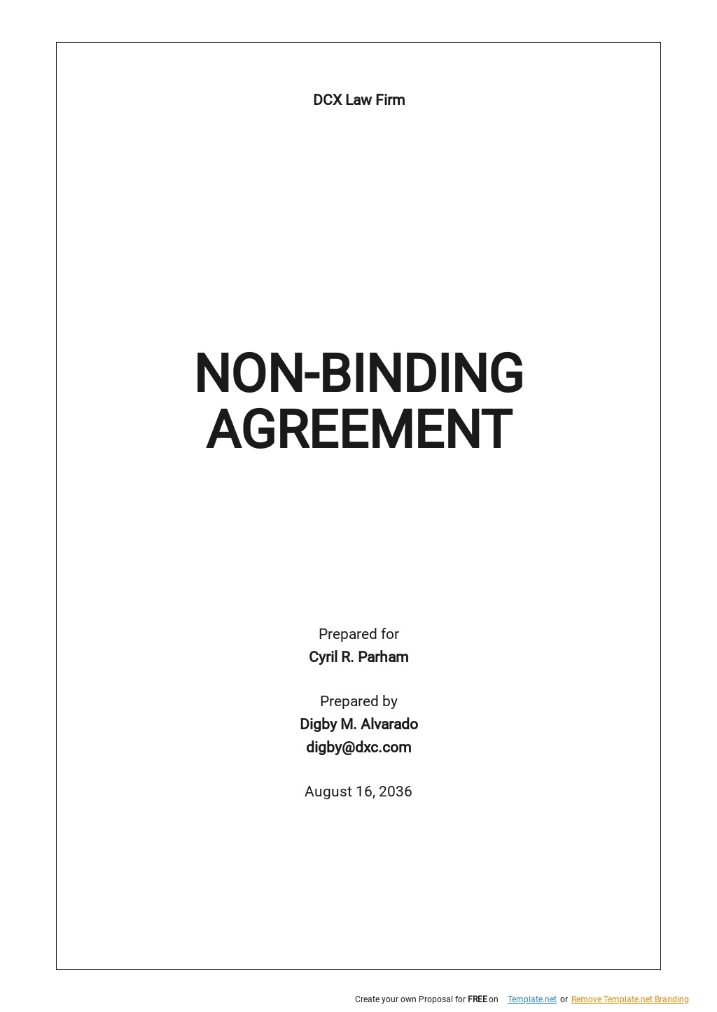 Non Binding Agreement Template