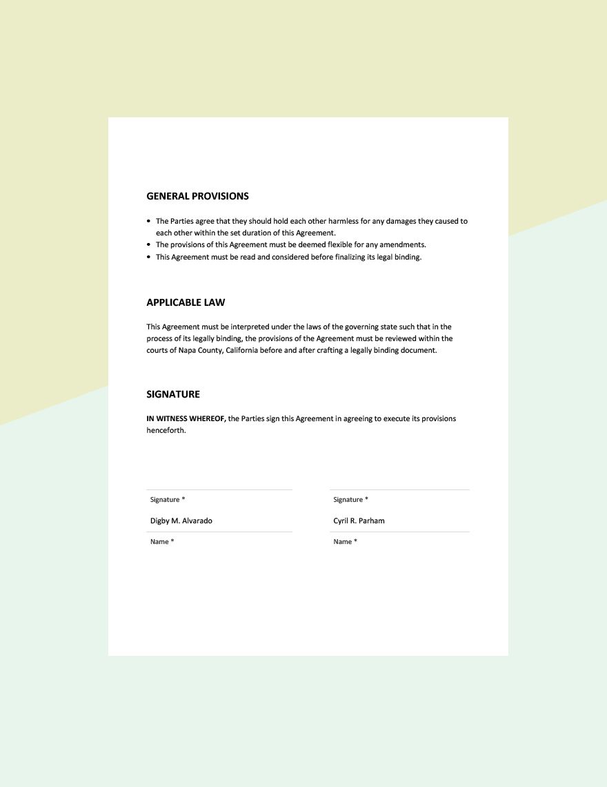 Non-Binding Agreement Template