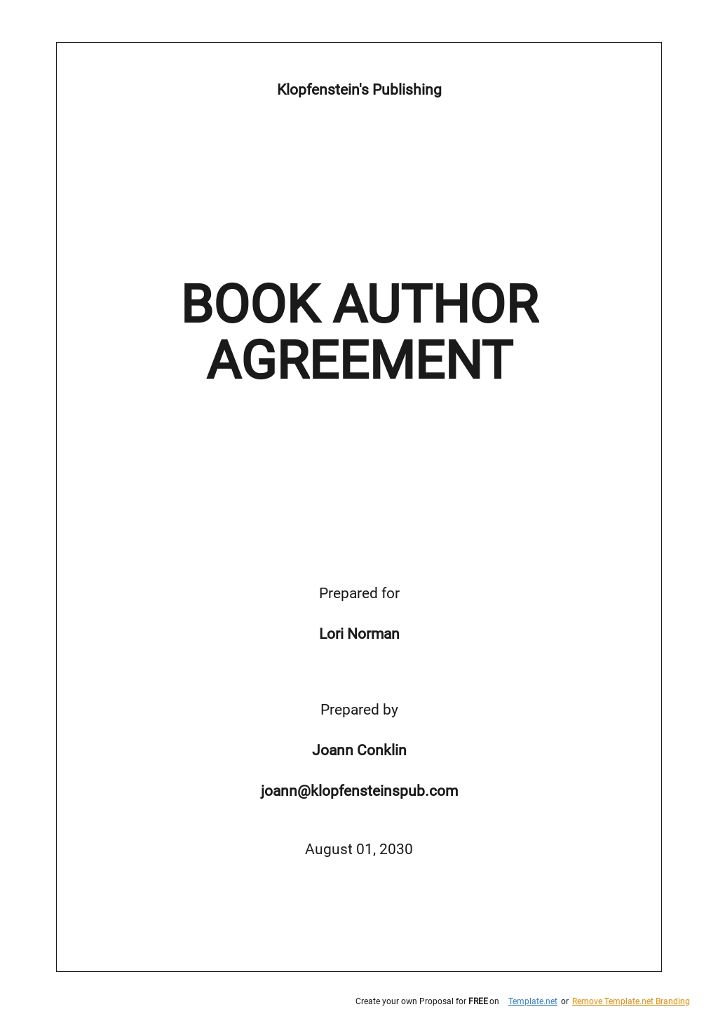 Book Author Agreement Template Google Docs Word Apple Pages