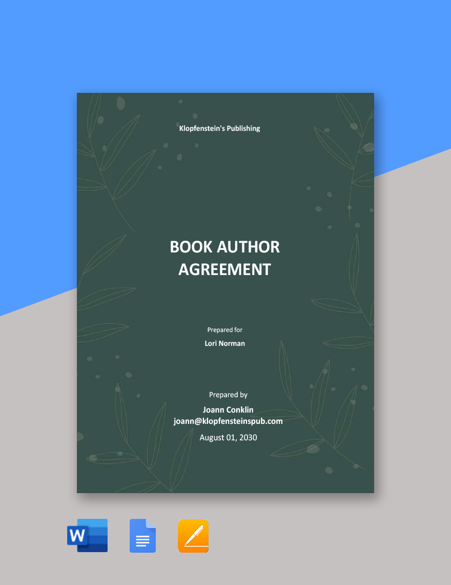 Book Author Agreement Template in Word, Google Docs, PDF, Apple Pages