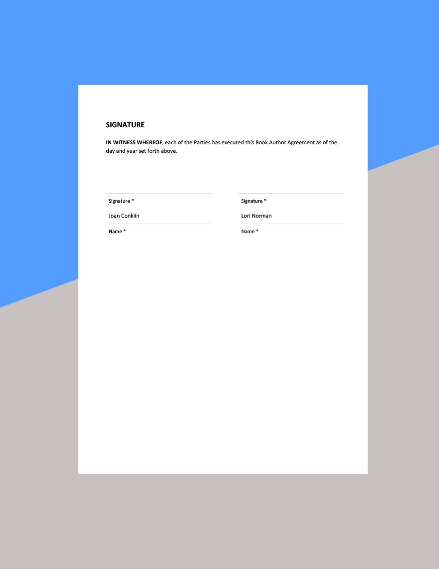 Book Author Agreement Template
