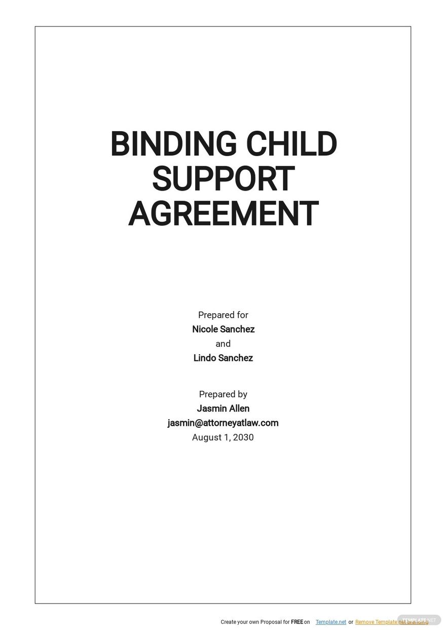  Binding Child Support Agreement Template Google Docs Word Apple 