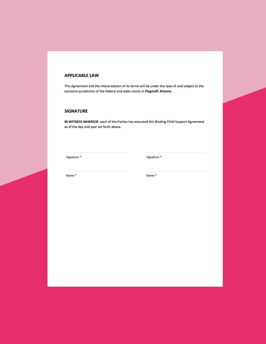 Binding Child Support Agreement Template