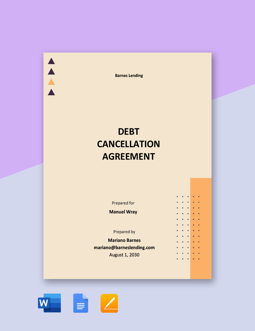 Debt Cancellation Agreement Template