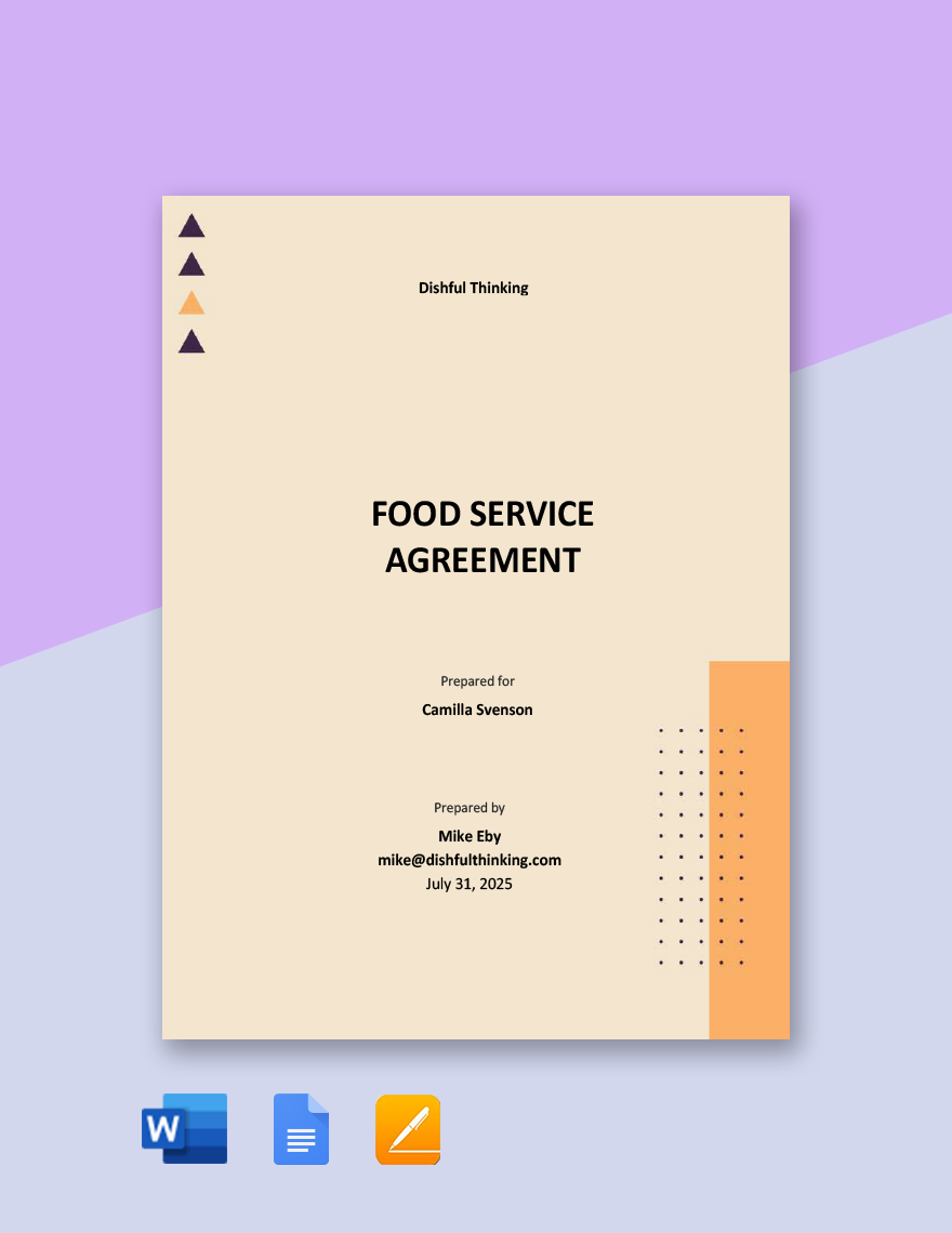 Food Service Agreement Template