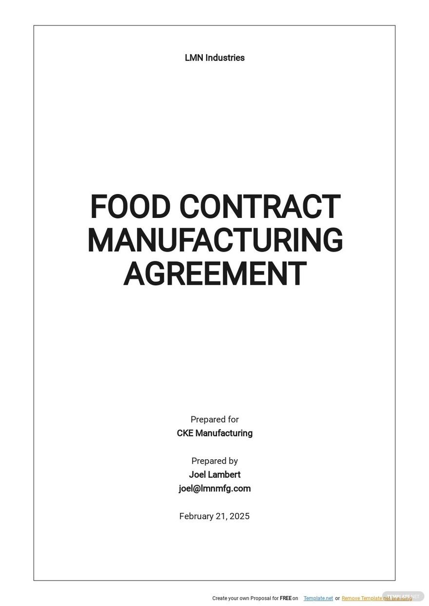 Food Contract Manufacturing Agreement Template - Google Docs, Word Within free contract manufacturing agreements templates