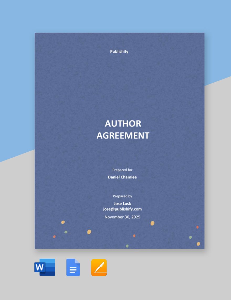 Author Agreement Template in Pages, Portable Documents, MS Word