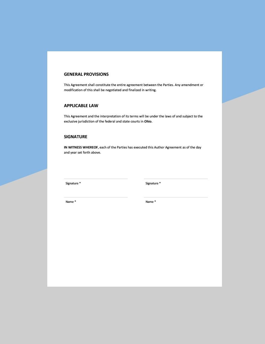 Author Agreement Template