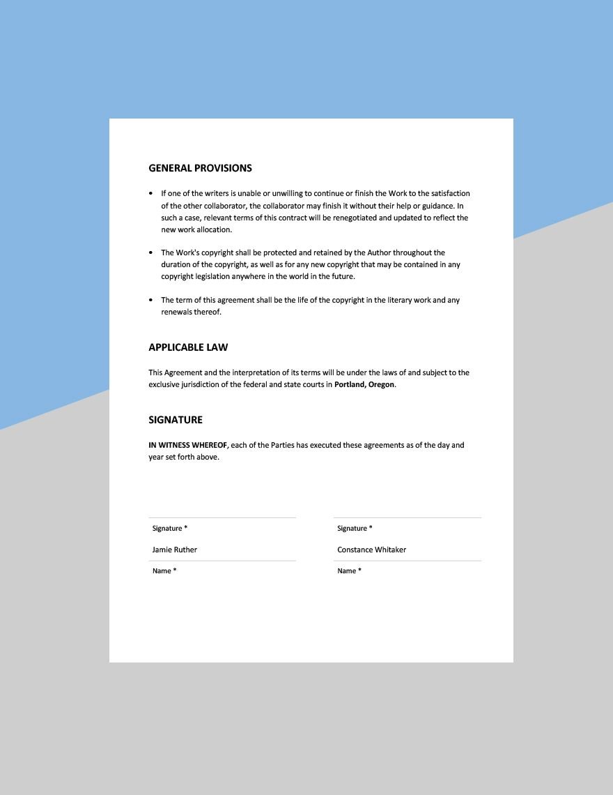 Co Author Agreement Template