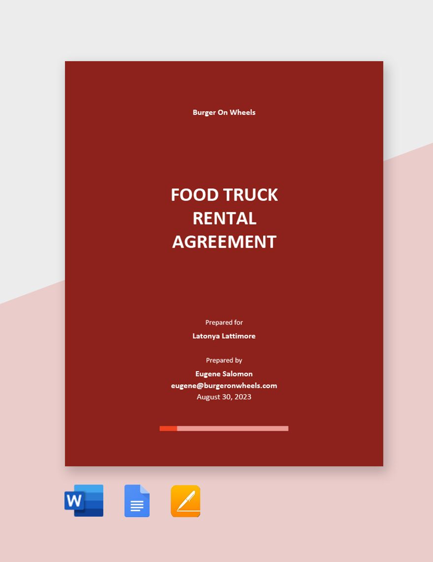 Printable Food Truck Contract Template