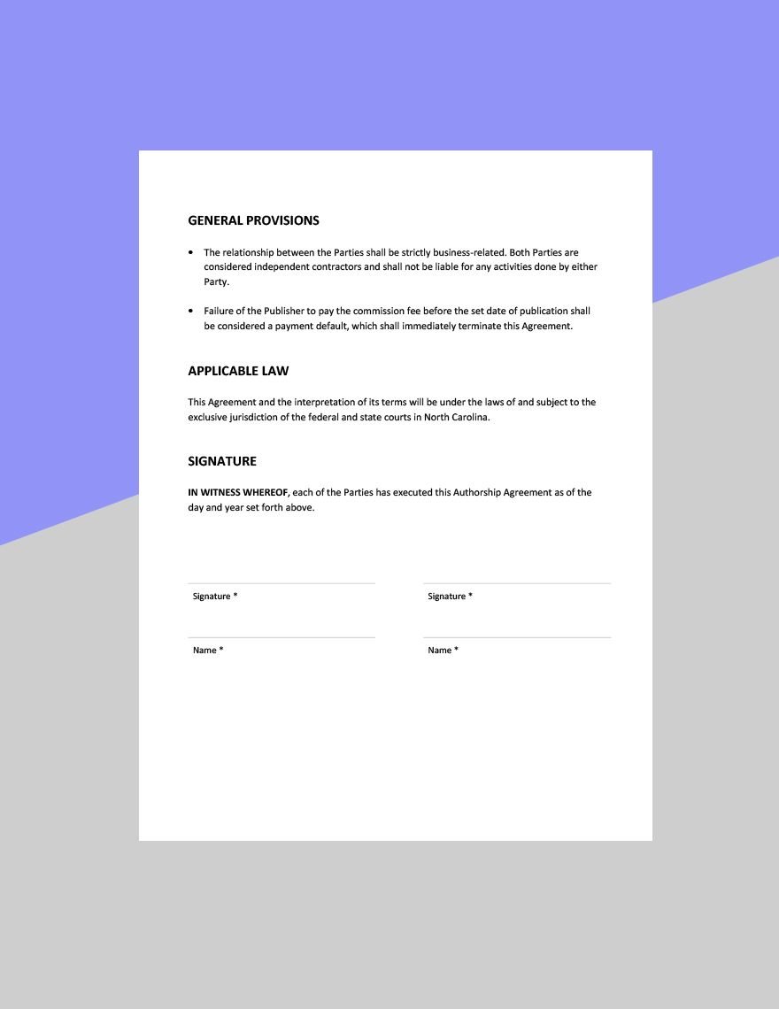 Authorship Agreement Template