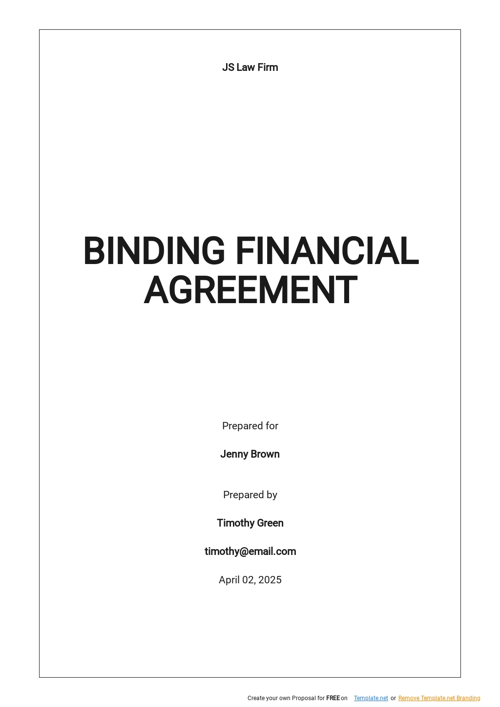 Binding Financial Agreement Template Download