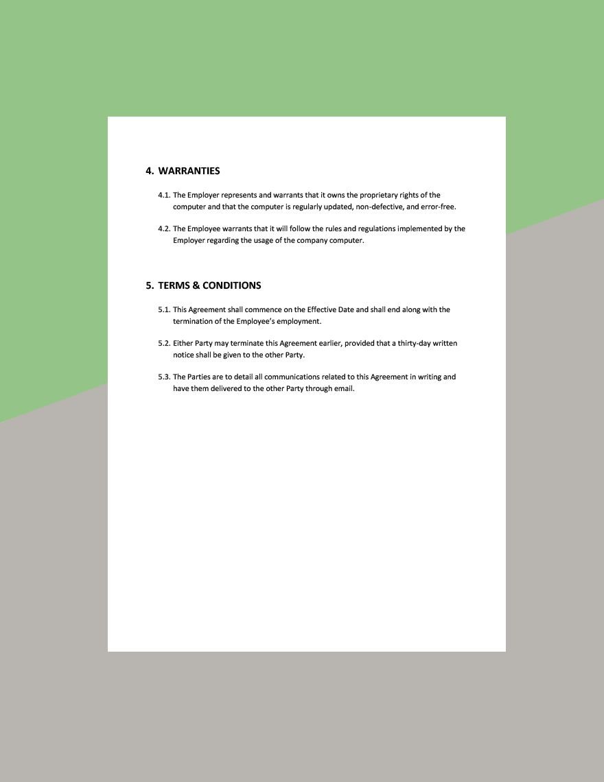 Employee Computer Usage Agreement Template