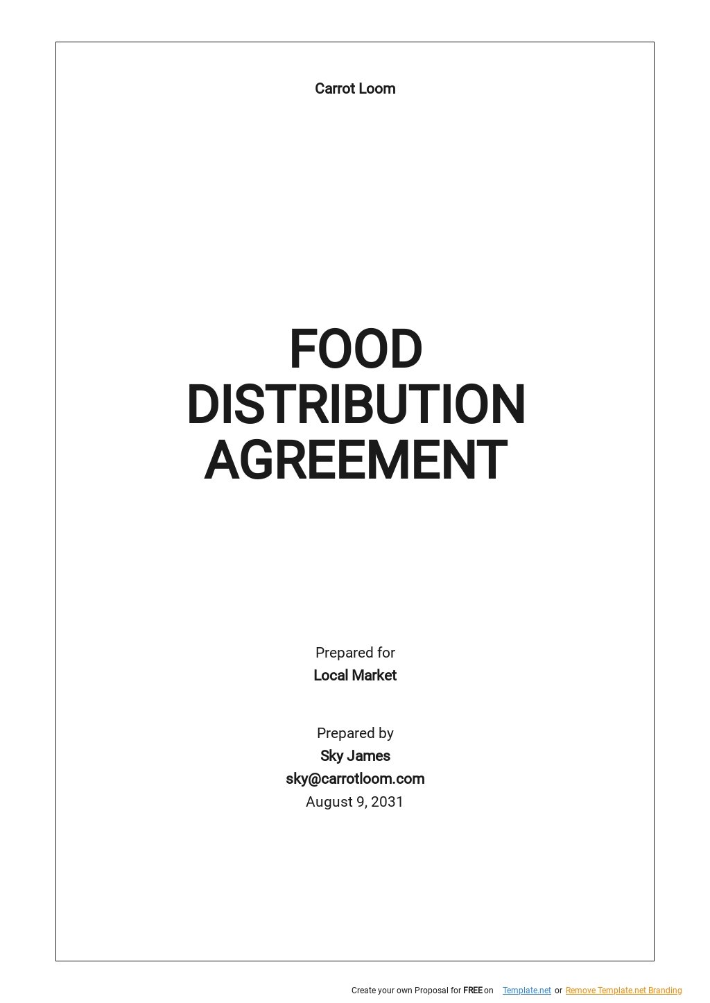 Food Distribution Agreement Template