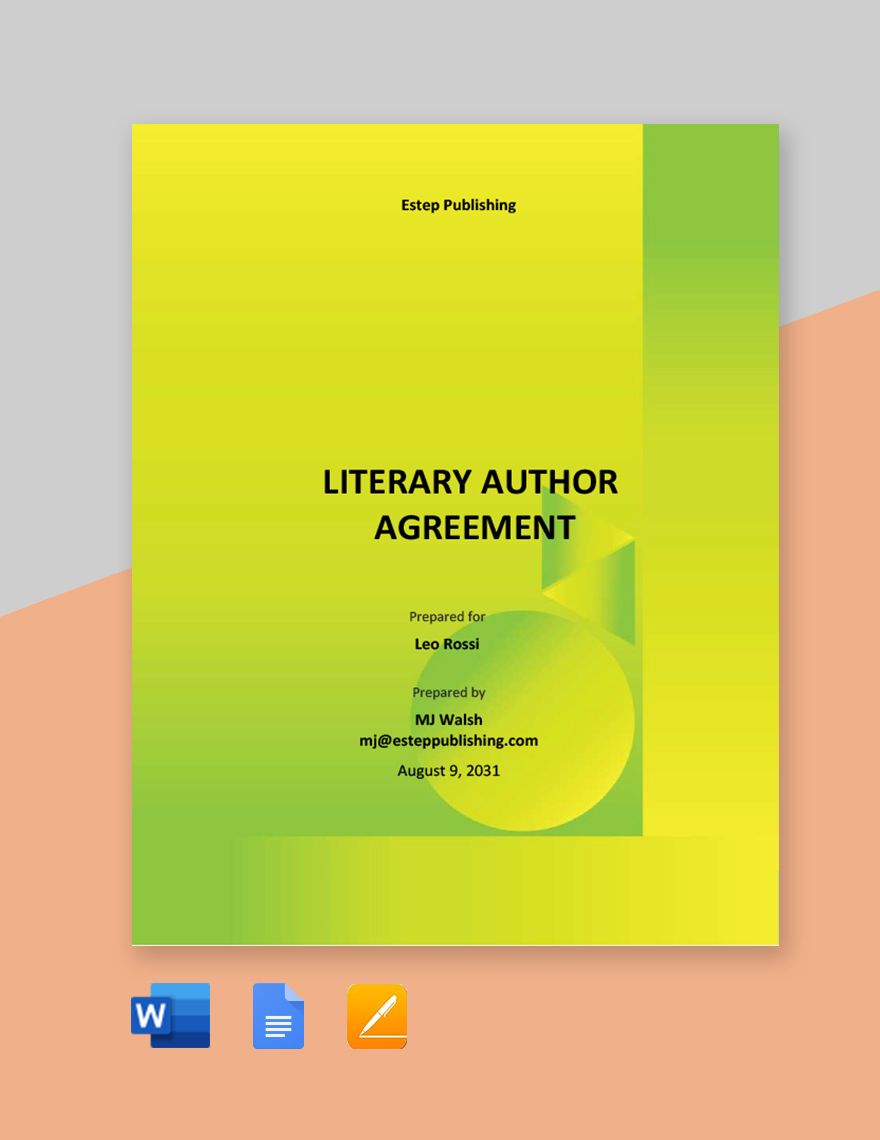 Literary Author Agreement Template in Word, Google Docs, PDF, Apple Pages