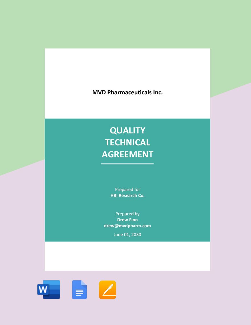 Quality Agreement Template