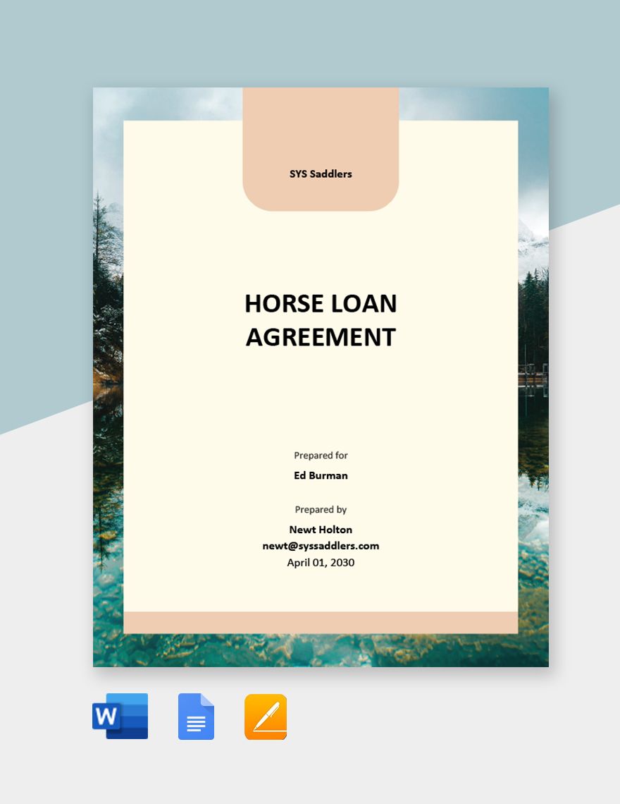 Horse Loan Agreement Template